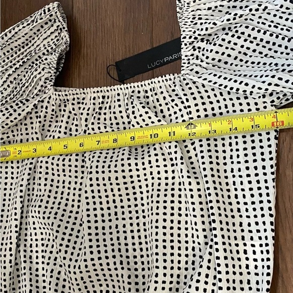 NWT Lucy Paris Off The Shoulder Top Blouse Pleated Balloon Sleeves Size XS - Picture 8 of 15